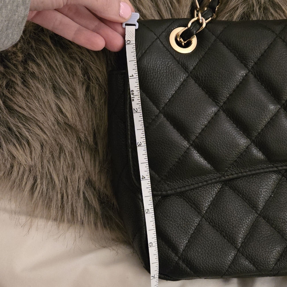 Black Genuine Grained Leather Inspired Shoulder Bag - Picture 5 of 5